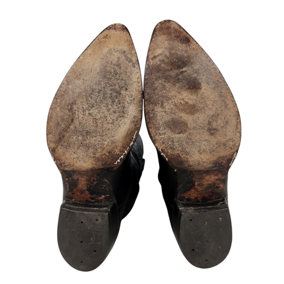 Justin Boot Co Vintage Black Leather Western Cowboy Boots Slouchy Mens Size 10 E - Picture 10 of 13